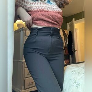 Paper bag style cigarette pants